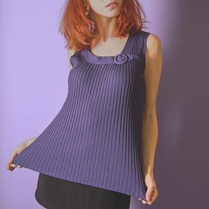 plum purple ribbed, 60s gogo style tank top